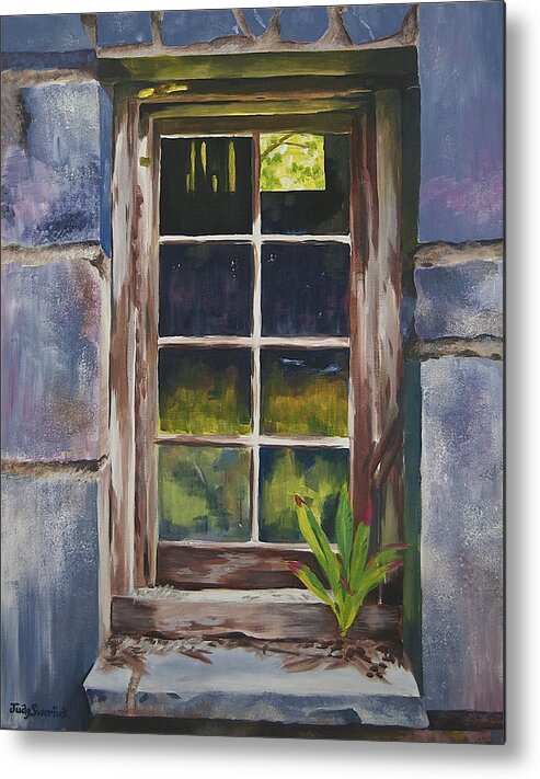 Window Metal Print featuring the painting Forgotten Window in North Carolina by Judy Swerlick