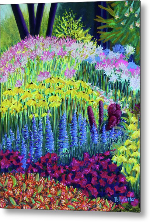 Flowers Metal Print featuring the painting Amaranth in the Gardens at Hollandia by Polly Castor