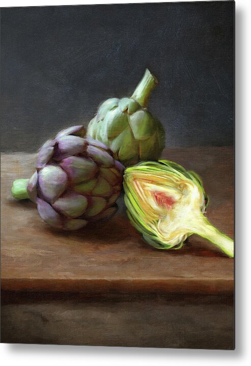 Metal Print featuring the painting Artichokes by Robert Papp