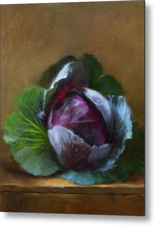 Cabbage Metal Print featuring the painting Autumn Cabbage by Robert Papp