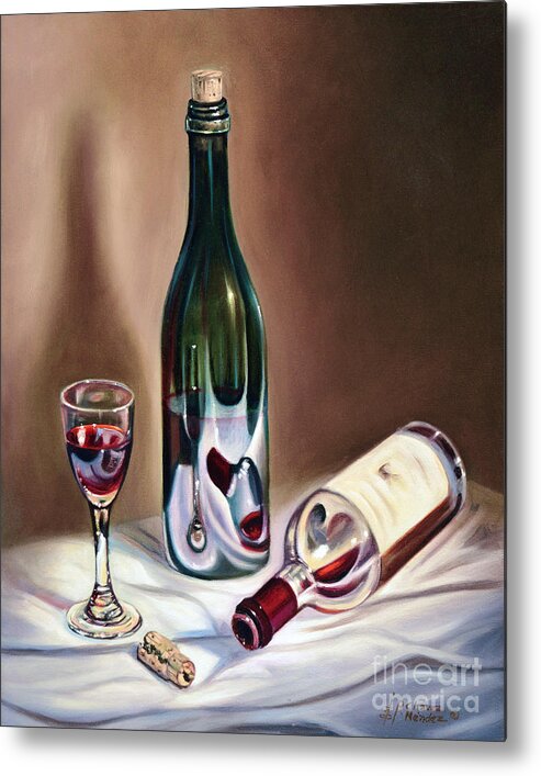 Wine Metal Print featuring the painting Burgundy Still by Ricardo Chavez-Mendez