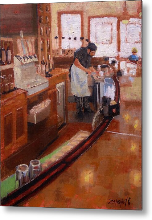 Restaurant Metal Print featuring the painting Dinner on the Cape by Laura Lee Zanghetti