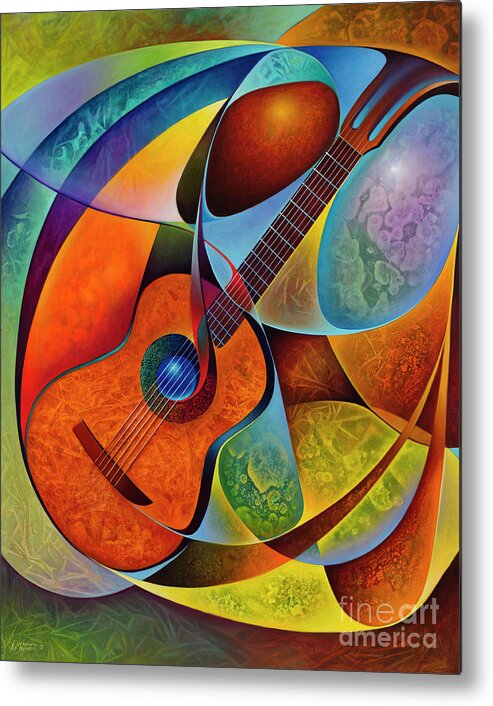 Guitars Metal Print featuring the painting Dynamic Guitars 2 by Ricardo Chavez-Mendez