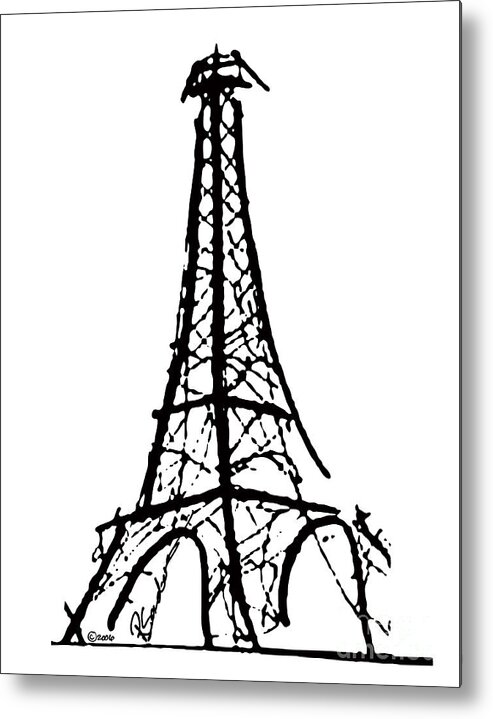 Effel Tower Metal Print featuring the painting Eiffel Tower Black and White by Robyn Saunders