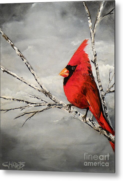 Cardinal Metal Print featuring the painting Family Man by Chad Berglund