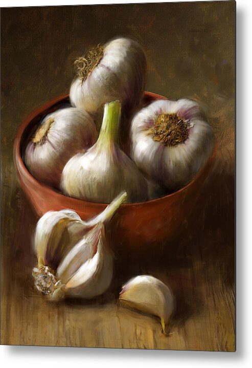 Garlic Metal Print featuring the painting Garlic by Robert Papp