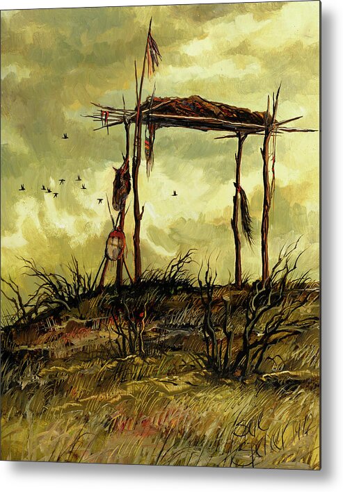 Indial Burial Metal Print featuring the painting Gone to the Spirit Trail by Steve Spencer