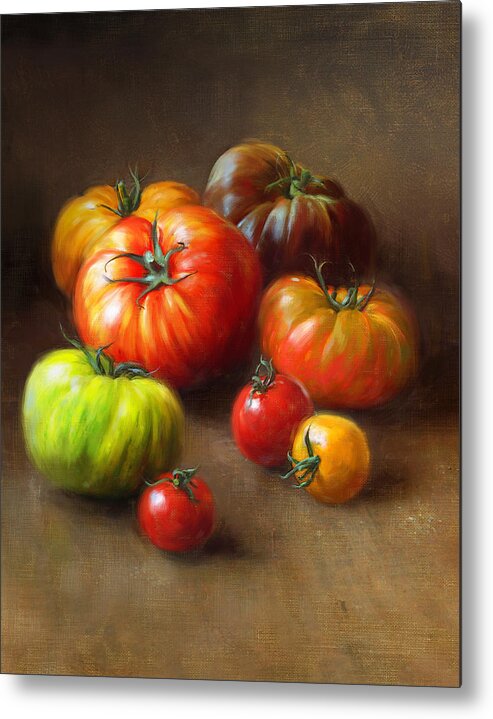 Tomato Metal Print featuring the painting Heirloom Tomatoes by Robert Papp