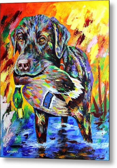 Labrador Retriever Metal Print featuring the painting I Can Do This All Day by Karl Wagner