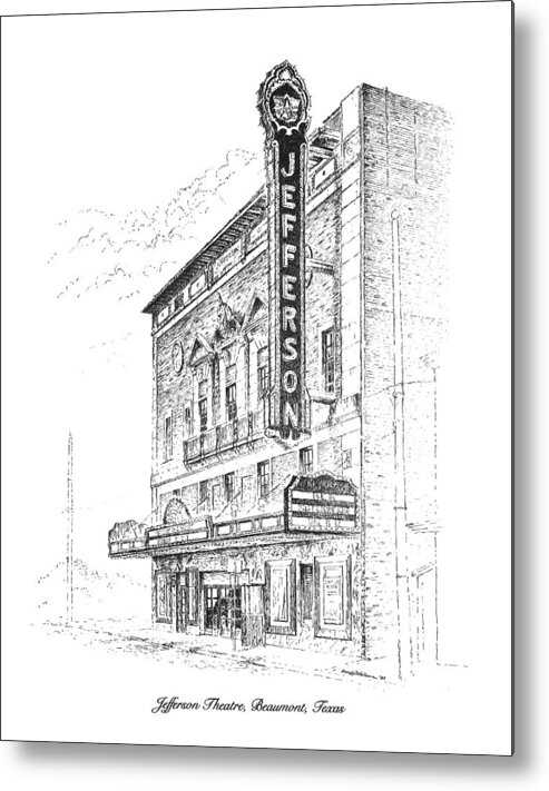 Jefferson Theatre Metal Print featuring the drawing Jefferson Theatre by Randy Welborn