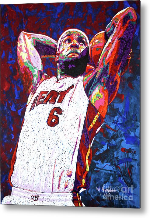 Lebron Metal Print featuring the painting LeBron Dunk by Maria Arango