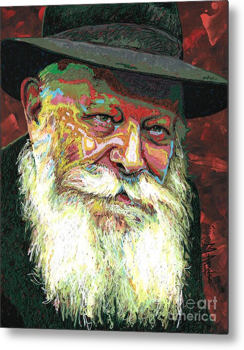 Menachem Mendel Schneerson Metal Print featuring the painting Menachem Mendel Schneerson by Maria Arango