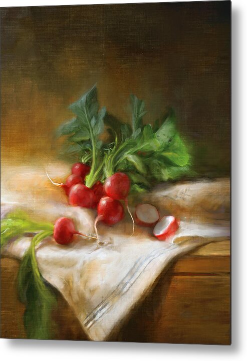 Still Life Metal Print featuring the painting Radishes by Robert Papp