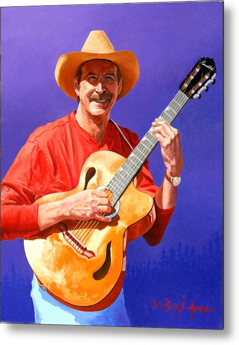 Musician Metal Print featuring the painting Red River Troubador by Howard Dubois