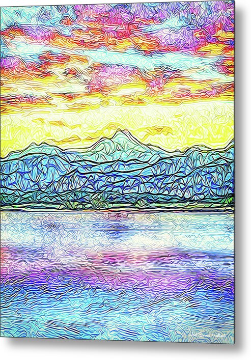 Joelbrucewallach Metal Print featuring the digital art Rosy Sunset Lake - Boulder County Colorado by Joel Bruce Wallach