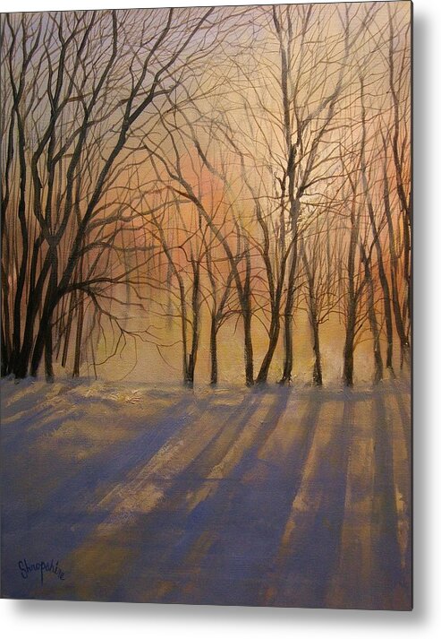  Impressionist Painting Metal Print featuring the painting Snow Shadows by Tom Shropshire