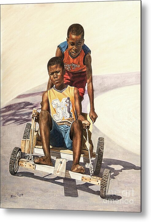 Kids Metal Print featuring the painting Test Run by Nicole Minnis