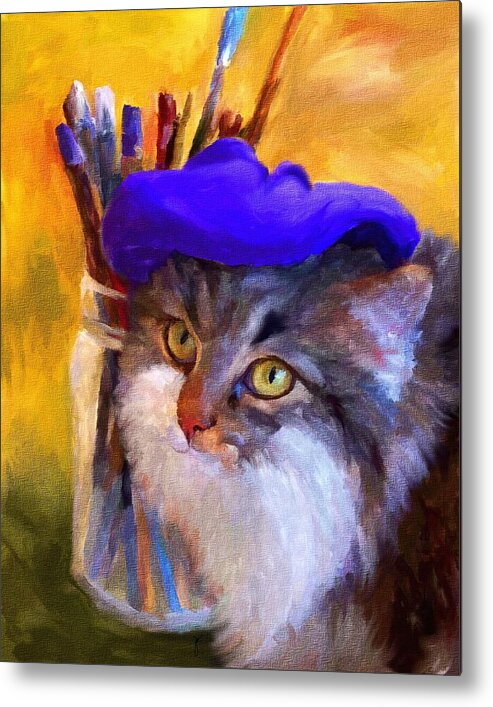 Cat Metal Print featuring the painting The Artist by Jai Johnson