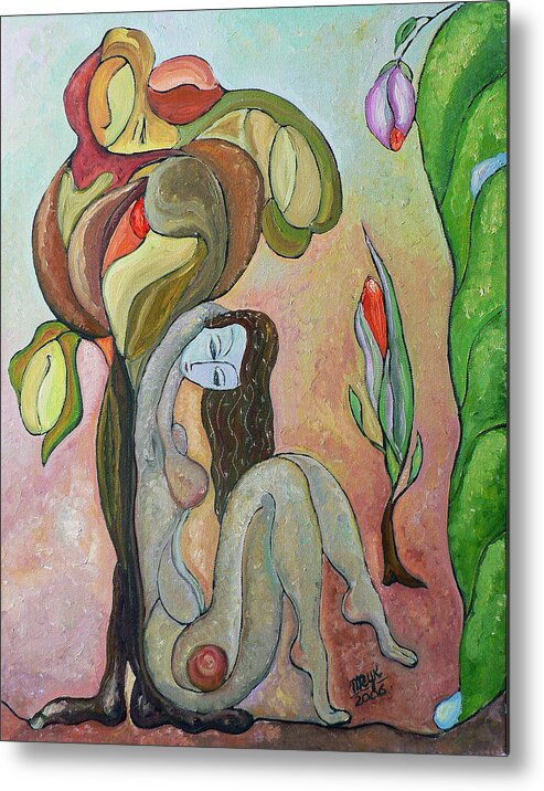 Figurative Art Paintings Metal Print featuring the painting Tree of Life by Mila Ryk