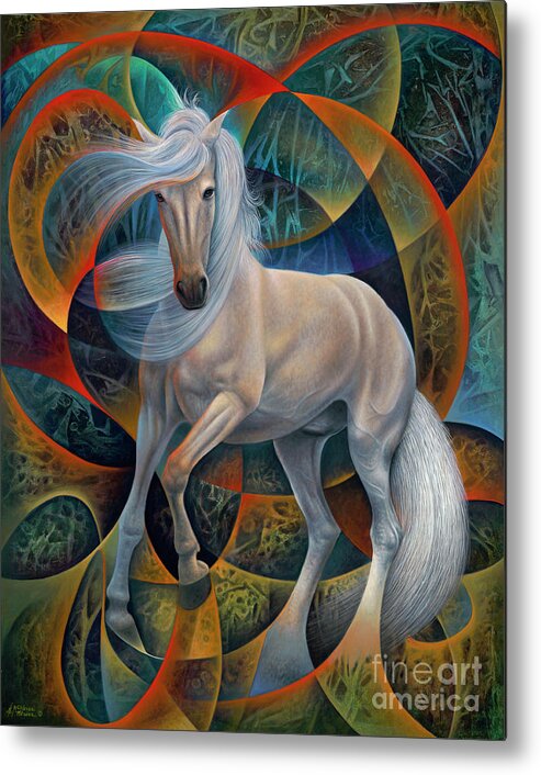 Horse Metal Print featuring the painting Dynamic Stallion by Ricardo Chavez-Mendez