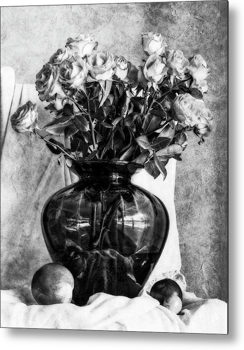 Still Life Metal Print featuring the digital art Still Life of Vintage Roses by Sandra Selle Rodriguez