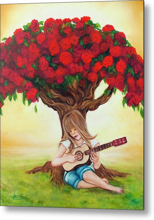 Girl Metal Print featuring the painting Everything's Coming Up Roses by Jeanette Sthamann