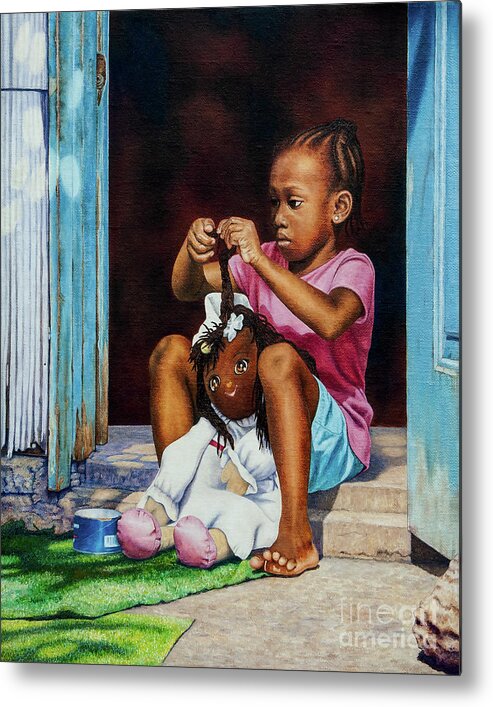  Metal Print featuring the painting Lil' Hair Braider II by Nicole Minnis