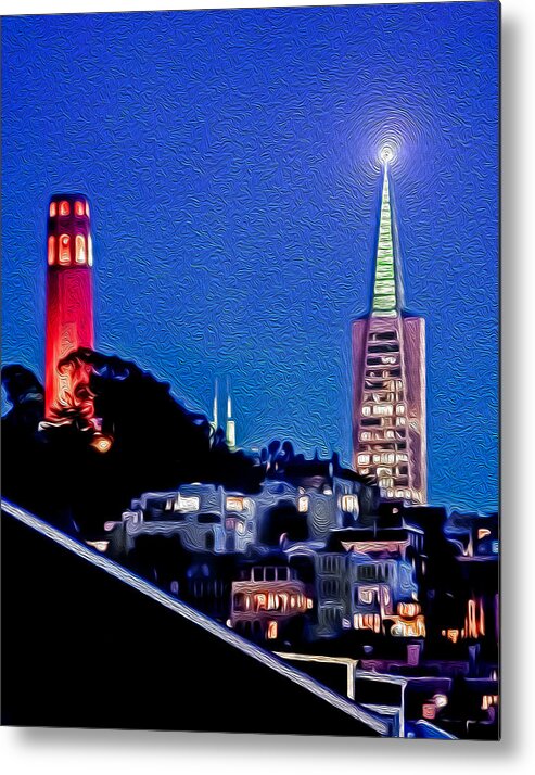 San Francisco Photography Metal Print featuring the photograph Starry Night in San Francisco by Terry Walsh