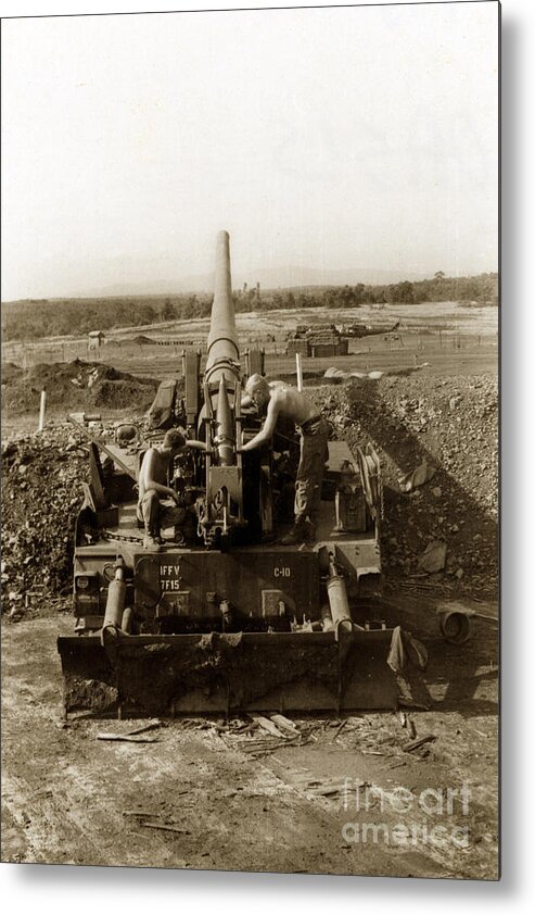 175mm Metal Print featuring the photograph 175mm Self propelled Gun C 10 7-15th Field Artillery Vietnam 1968 by Monterey County Historical Society