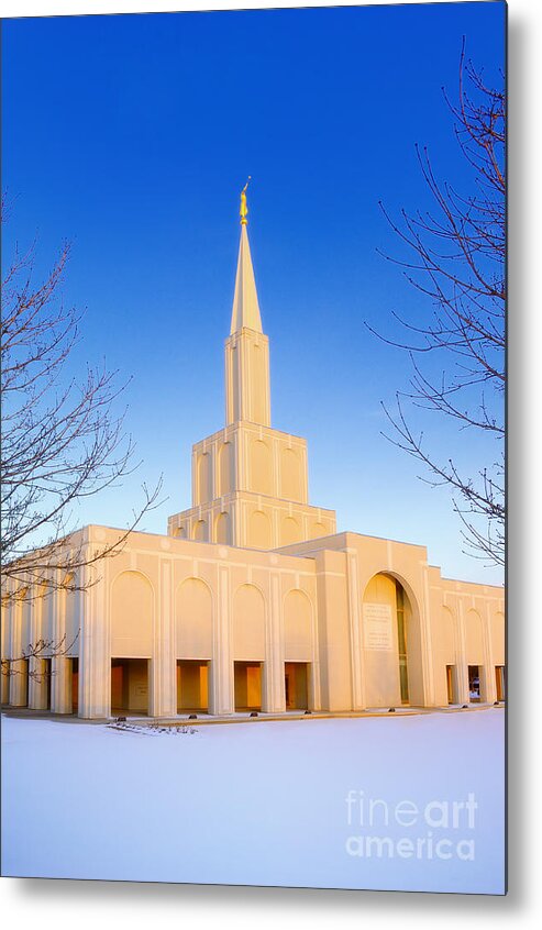 Blue Metal Print featuring the photograph Toronto LDS Mormon Temple #2 by Laurent Lucuix