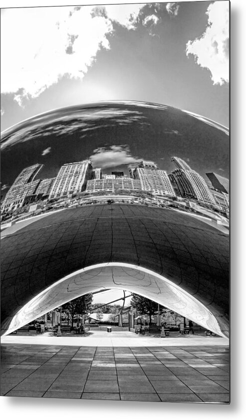 Chicago Metal Print featuring the photograph Cloud Gate Under the Bean Black and White by Christopher Arndt