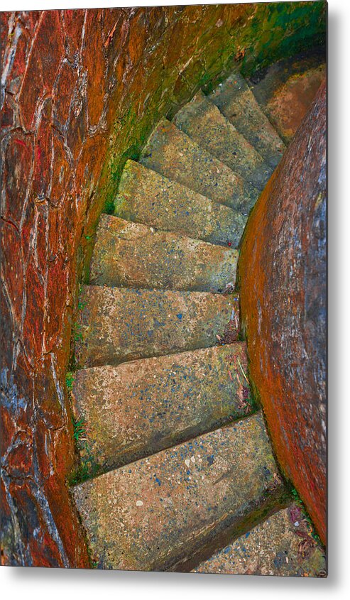 Orange Stairs Metal Print featuring the photograph Colored stairs by Chelsea Stockton