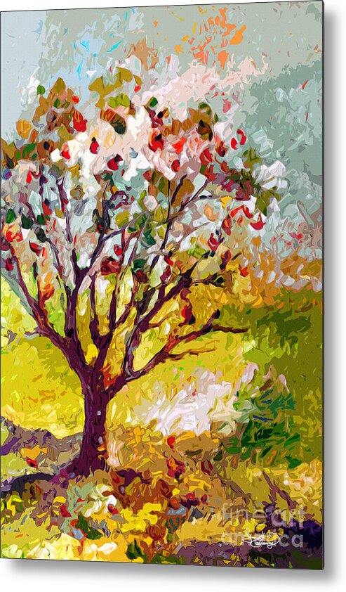 Trees Metal Print featuring the painting Grandmas Apple Tree Modern Art by Ginette Callaway