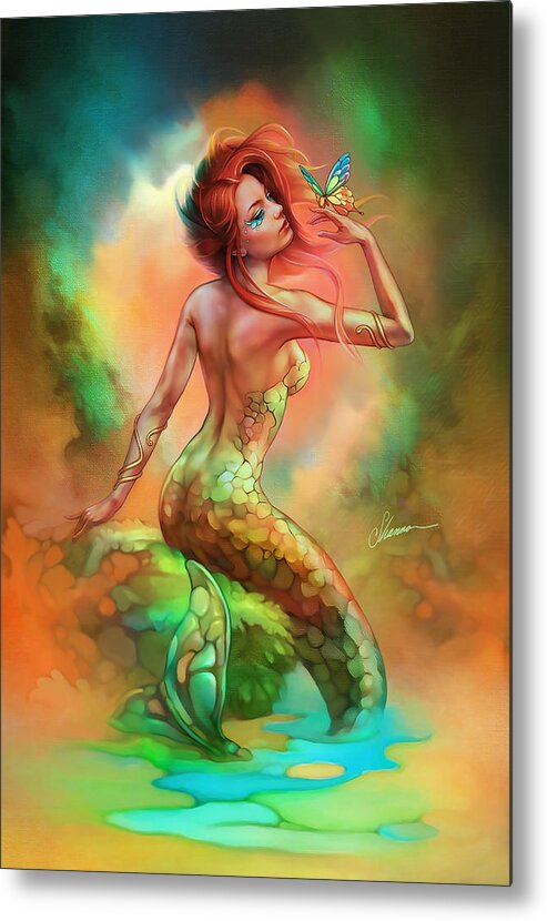 Mermaid Metal Print featuring the digital art Mermaid's Wish by Shannon Maer