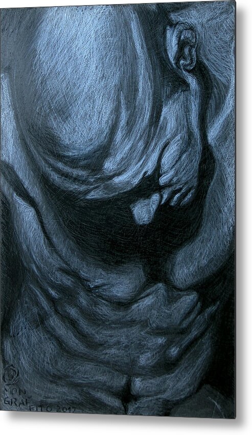 Chalk Metal Print featuring the drawing Soft by Mon Graffito