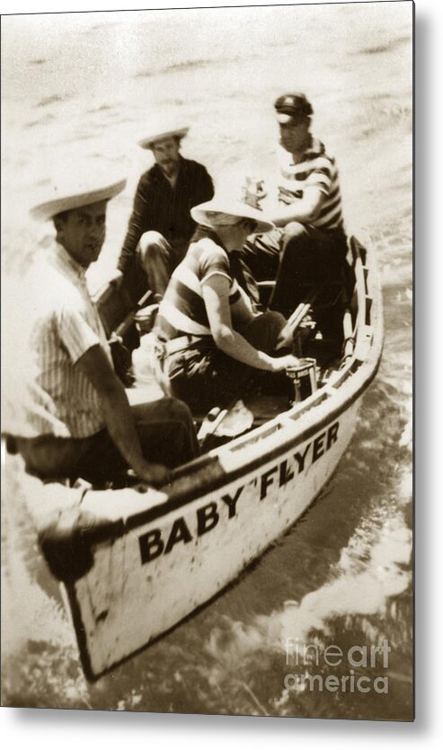 Baby Flyer Metal Print featuring the photograph The Baby Flyer with Ed Ricketts and John Steinbeck in Sea of Cortez 1940 by Monterey County Historical Society