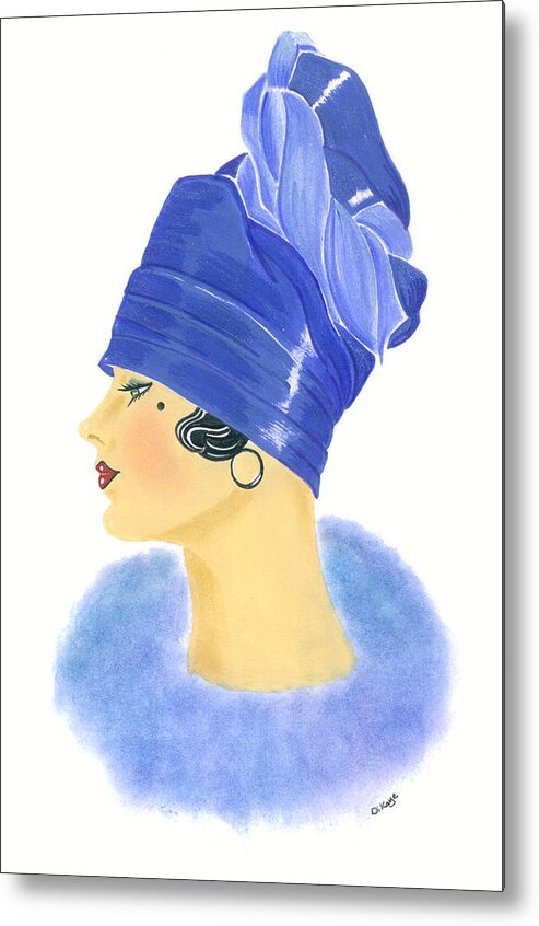 Art Deco Metal Print featuring the painting Art Deco Lady - Clarissa by Di Kaye