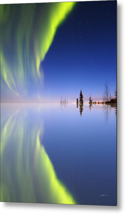 Alaska Metal Print featuring the photograph Aurora Mirrored by Ed Boudreau