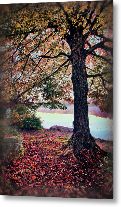 Autumn Metal Print featuring the painting Autumn Leaves on the Blue Ridge Parkway AP by Dan Carmichael