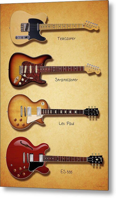 Classic Electric Guitars Metal Print featuring the digital art Classic Electric Guitars by WB Johnston