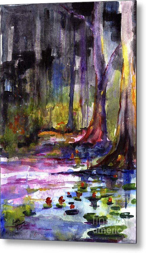 Gardens Metal Print featuring the painting Cypress Gardens South Carolina Watercolor by Ginette Callaway