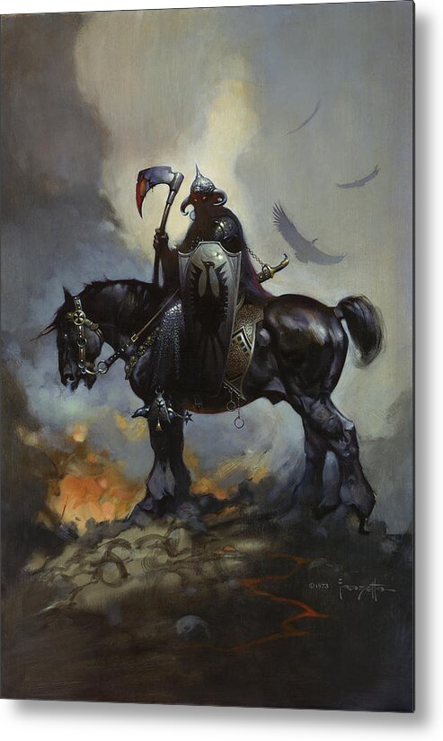  Metal Print featuring the painting Death Dealer by Frank Frazetta
