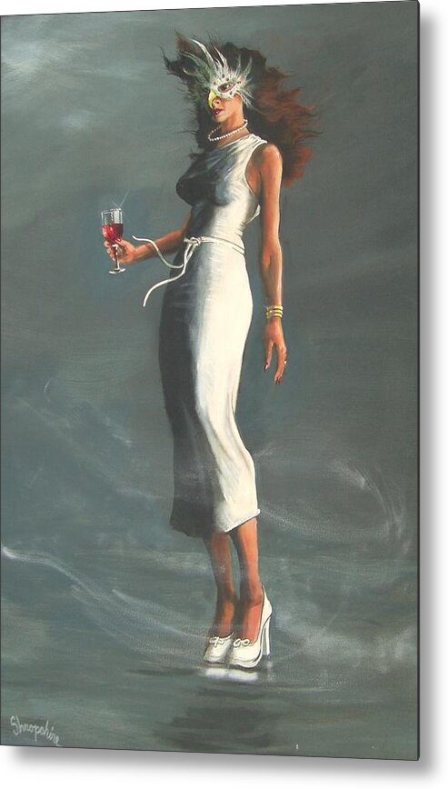 Figure Metal Print featuring the painting Mardis Gras Woman by Tom Shropshire