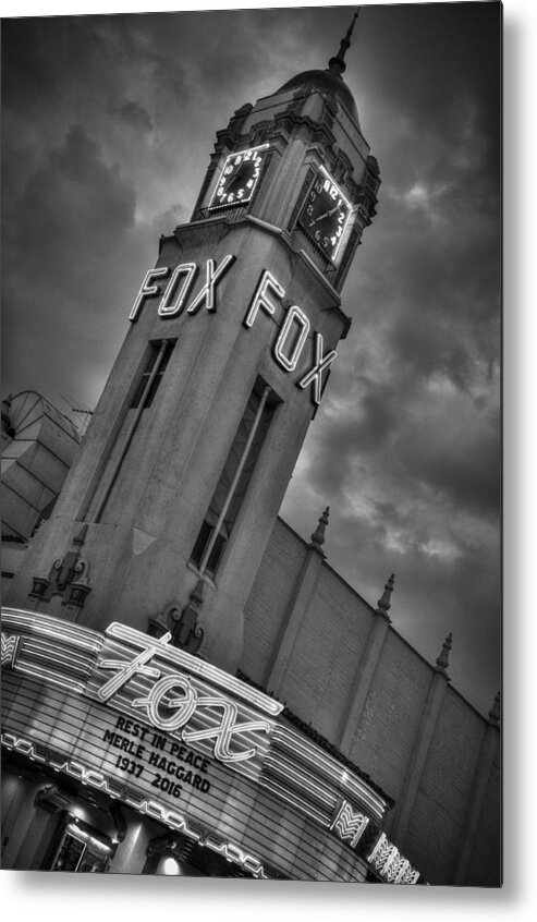 1937 Metal Print featuring the photograph Merle Haggard RIP Fox Theater Black and White by Connie Cooper-Edwards