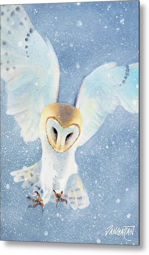 Original Painting Metal Print featuring the painting Owl Detail by Tim Dangaran