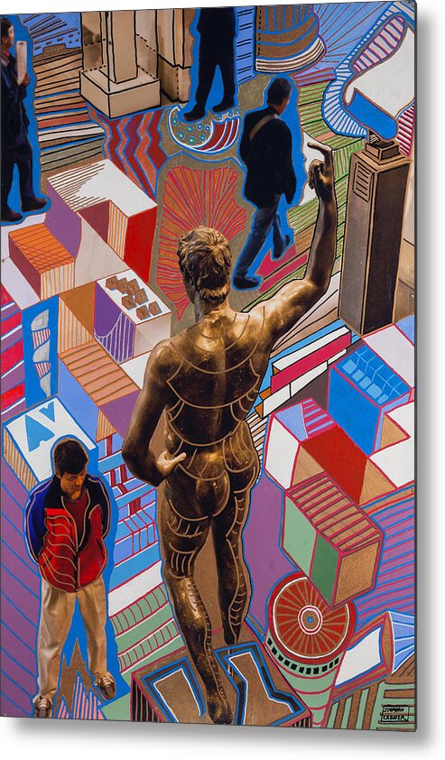 Photo Of Sculpture Metal Print featuring the painting Past into Present by Steve Ladner
