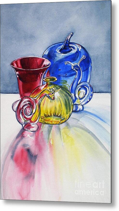 Primary Colors Metal Print featuring the painting Primary Glass by Jane Loveall