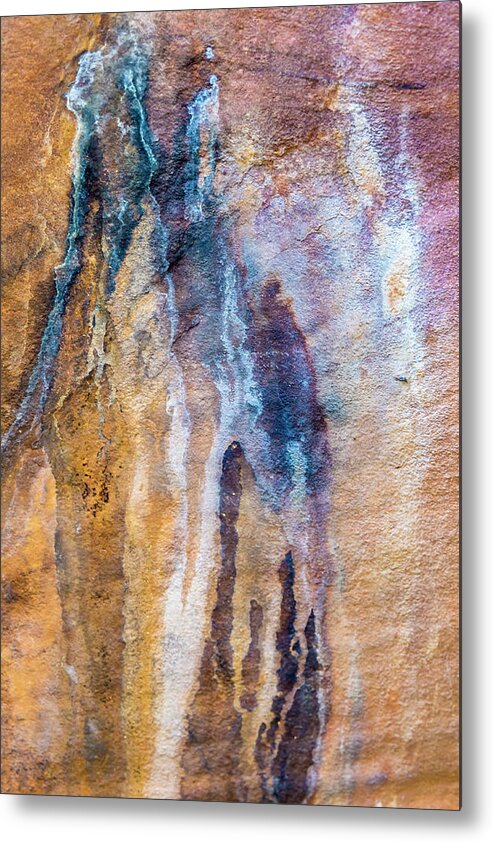 Abstract Metal Print featuring the photograph Runoff abstract, Bhimbetka, 2016 by Hitendra SINKAR