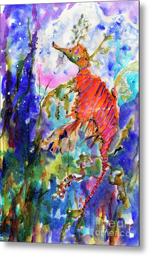 Seadragons Metal Print featuring the painting Sea Dragon Wonderland by Ginette Callaway