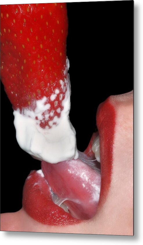 Open Metal Print featuring the photograph Strawberries and Cream by Joann Vitali